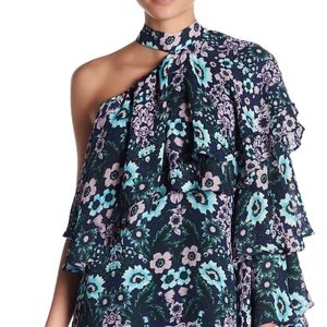 One Shoulder Printed Choker Top